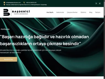 Başderici Hukuk Bürosu web sitesi ekran görüntüsü